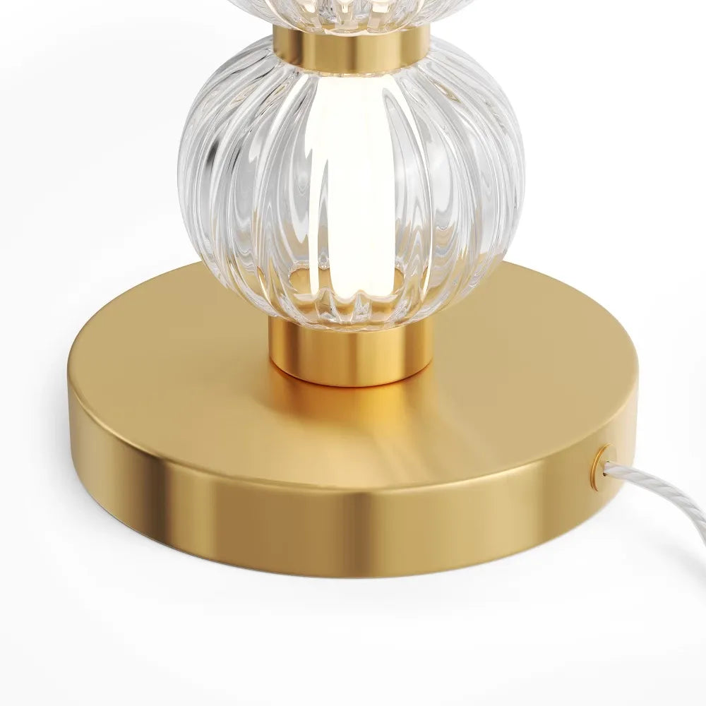 Veioza din Metal Auriu si Sticla Transparent H45.2xD25cm Amulet