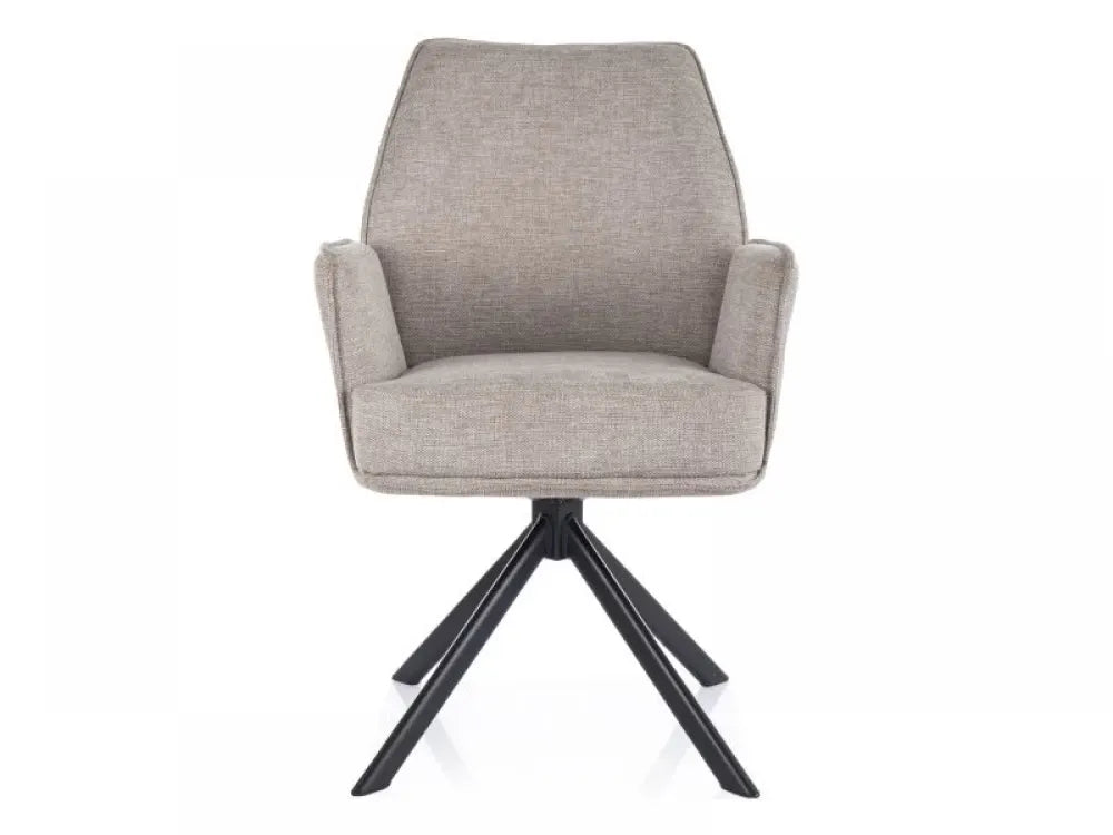 Scaun tapitat cu Stofa Brego 31 Bej cu picioare din Metal Negru H90xL58xA46cm Hugo