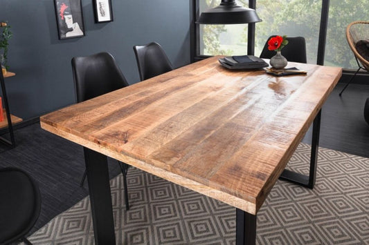 Masa dreptunghiulara din Lemn masiv de mango Maro/Negru de 4 persoane L120x80cm Iron Craft