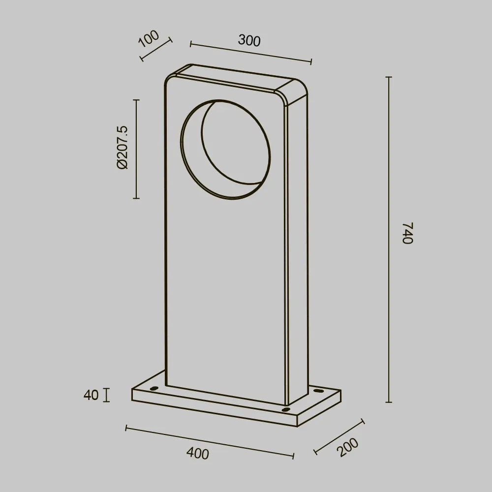 Stalp exterior din Ciment/Aluminiu Gri H74xL30cm Betone