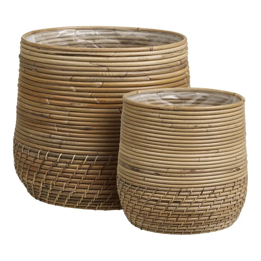 Set 2 cosuri din Ratan/Plastic Maro/Transparent H25/35xD29/39cm Moro