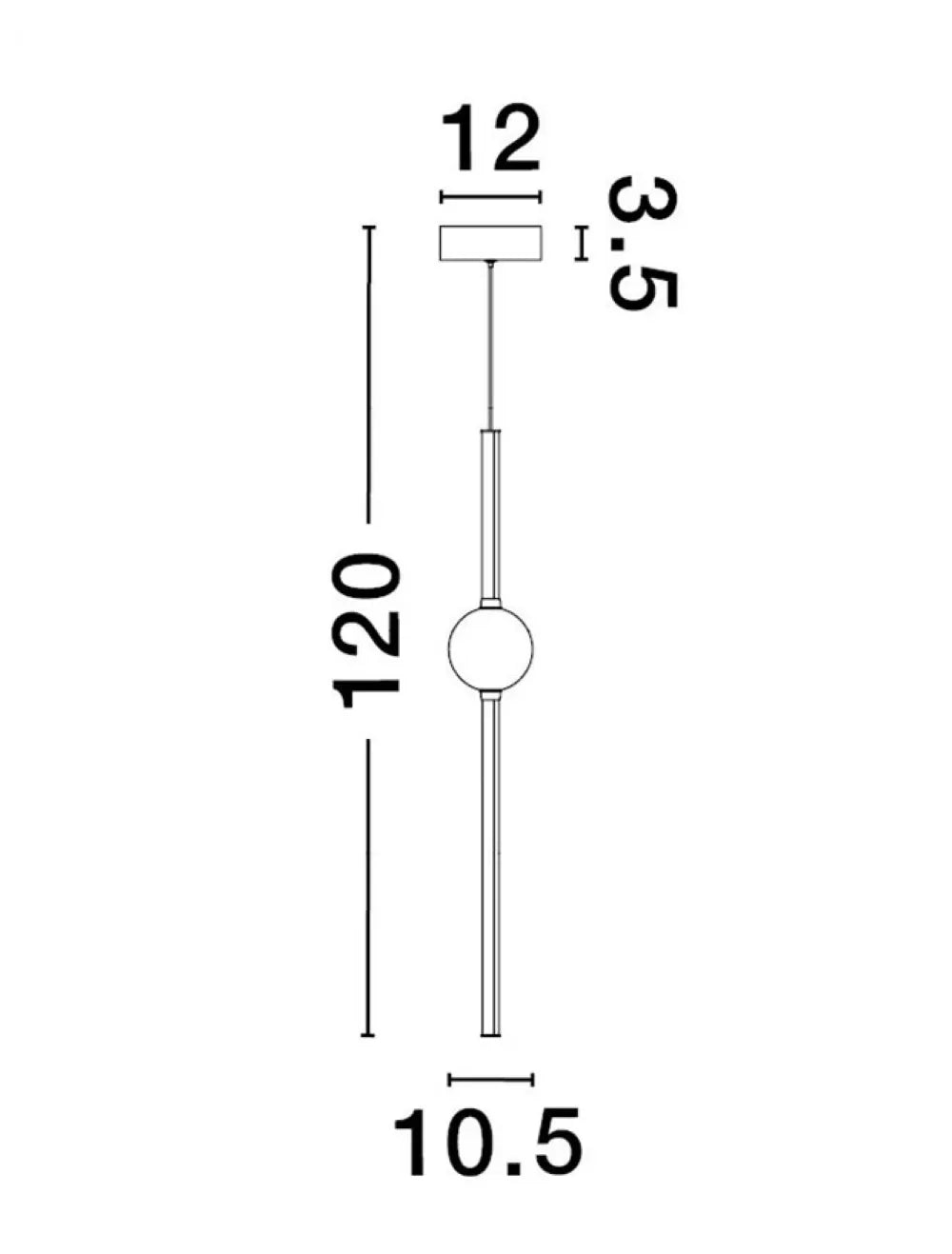 Pendul structura din Aluminiu Negru/Auriu si abajur din Sticla Alb H120xL10.5cm IP20 13W 1130lm 3000k ACROBAT