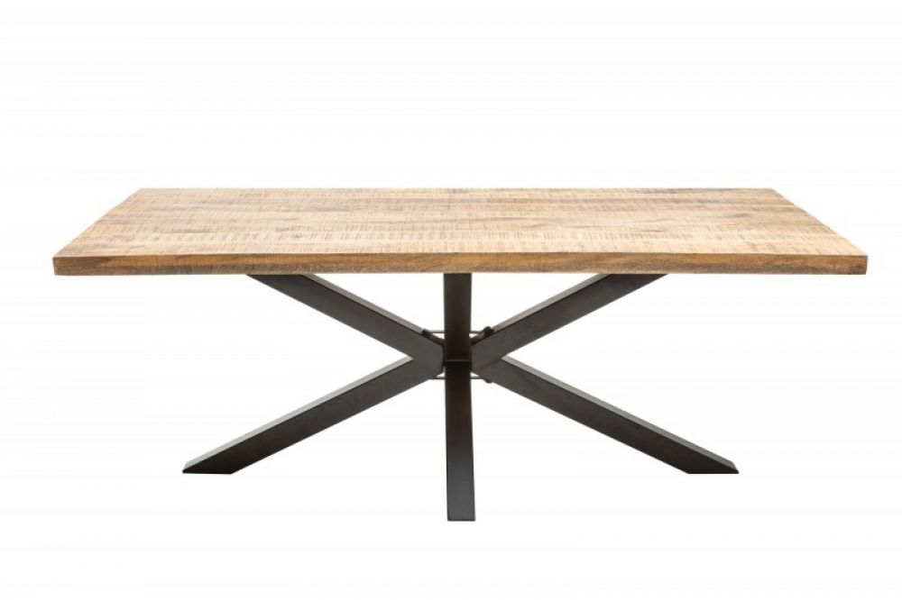 Masa dreptunghiulara din Lemn masiv de mango Maro/Negru de 6 persoane L180x90cm Galaxie