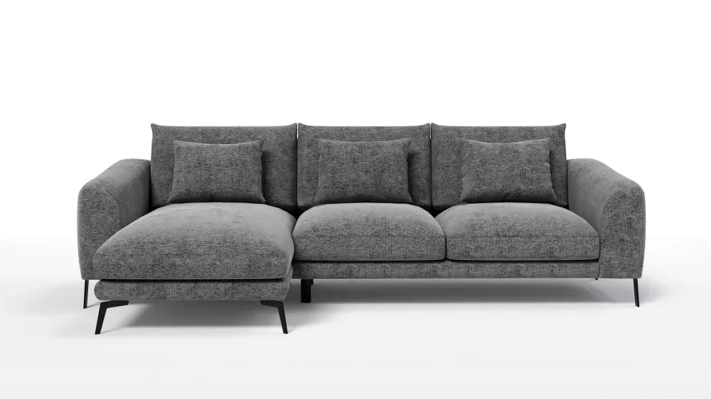 Coltar in forma de L tapitat cu Chenille Gri Sajma 18 L293x172cm Aspen