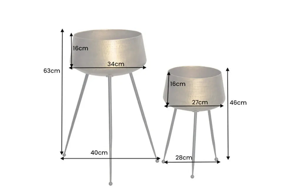 Set 2 ghivece din Metal Alama H46/63xL28/40cm Flowers