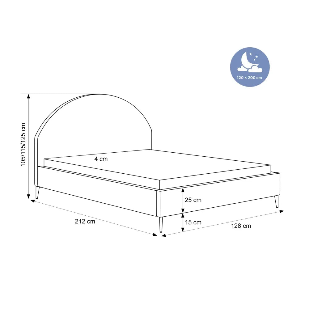 Pat 120 x 200 tapitat cu Stofa boucle Quelle Bej inchis Alora