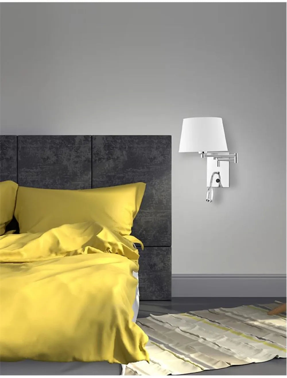Aplica de perete structura din Aluminiu Argintiu si abajur din Textil Alb H33xL36cm IP20 3W 180lm 3000k CINGO