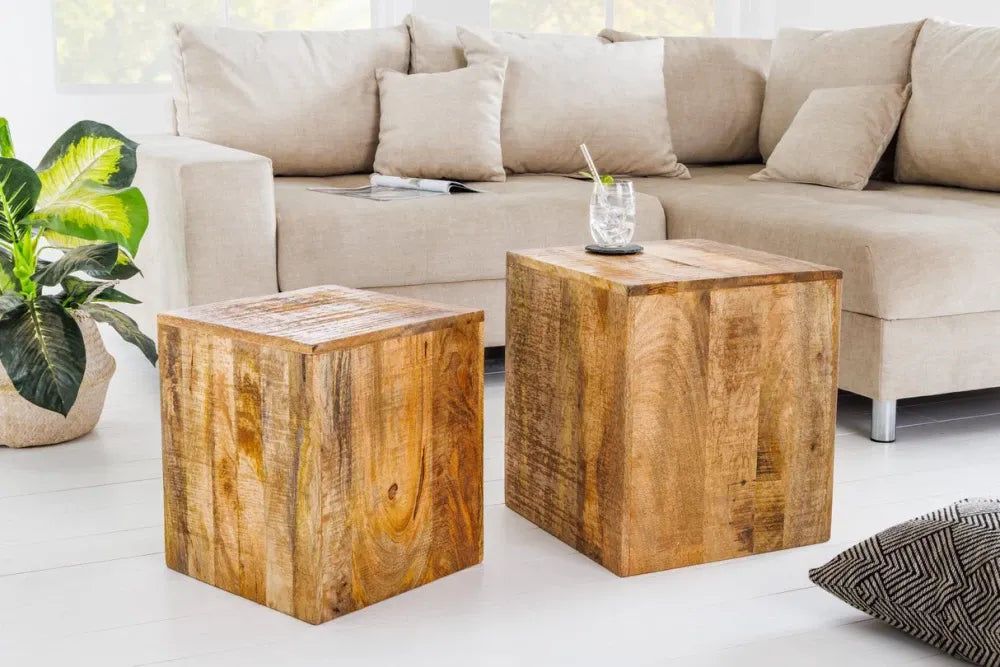 Set 2 masute laterale din Lemn de mango Maro L35/40xH40/45cm Curacao
