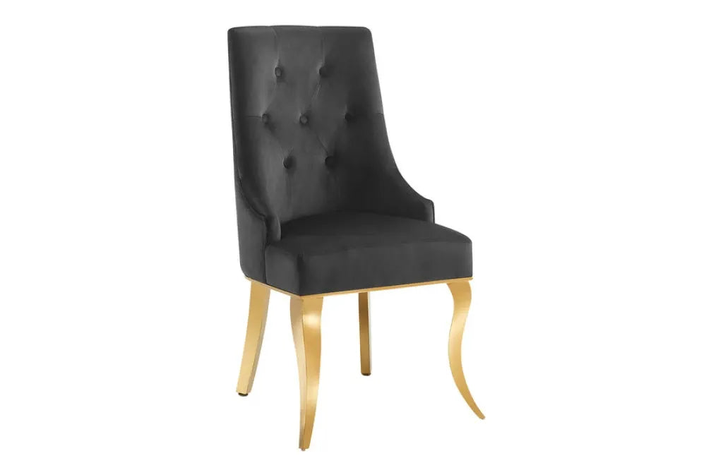 Set 2 scaune tapitat cu Catifea Negru si picioare din Metal Auriu H54xL100xA53cm MODERN BAROCK LION