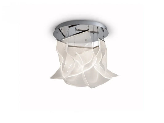 Lustra din Metal Argintiu si Metacrilat Transparent D50xH230cm Velos II