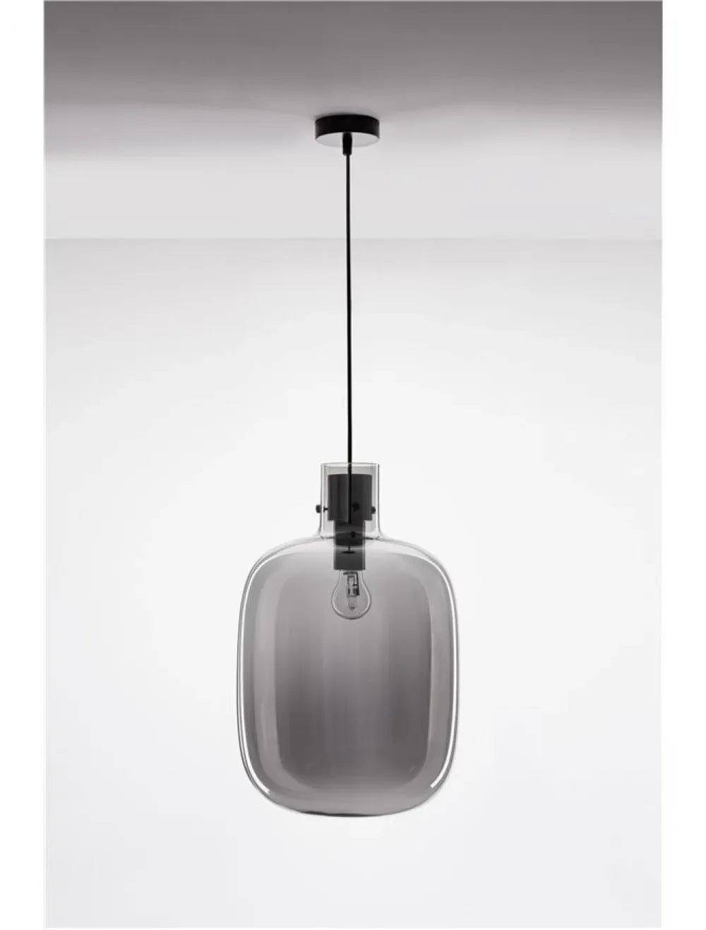 Pendul structura din Metal Negru si abajur din Sticla Fumuriu H248xL30cm IP20 CINZIA