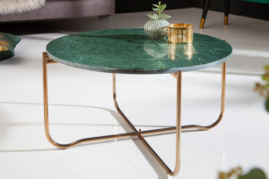 Masuta de cafea Rotunda din Marmura si Metal Verde/Auriu D62xH33cm Noble