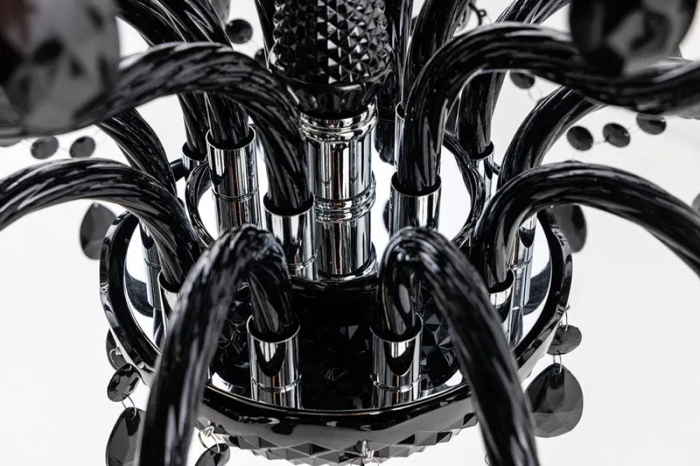 Candelabru din Metal Argintiu si Acrilic Negru D80xH75cm Diamonds