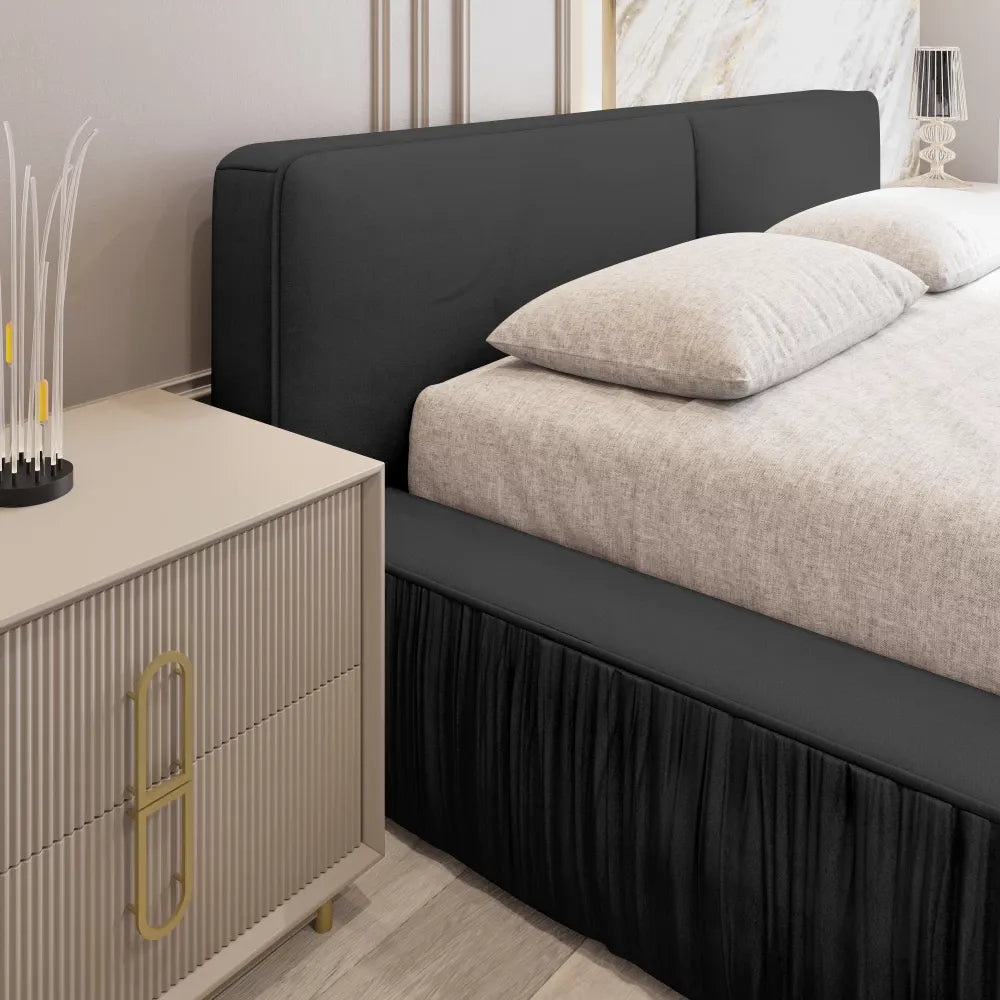 Pat 160x200cm tapitat cu Catifea Negru Naomi