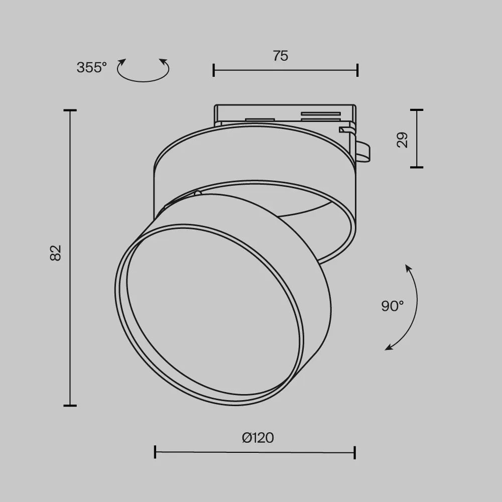 Spot pentru sina Unity din Aluminiu Alb H11xD12cm 18W 1490lm 3000k ONDA