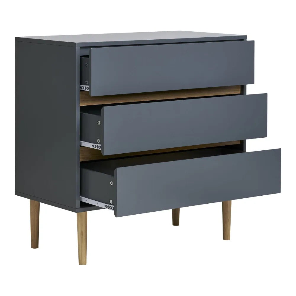 Comoda din MDF Gri si Lemn de pin Maro L80xH80cm Bisley