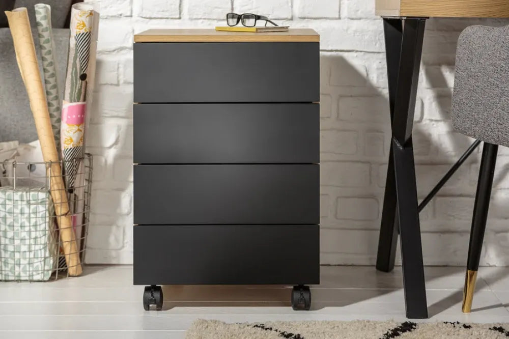 Dulapior de birou cu rotile din MDF Maro/Negru L40xH62cm STUDIO
