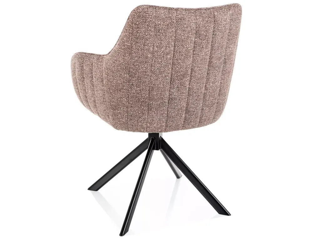 Scaun rotativ din Stofa Leo Bej si Metal Negru H86xL61xA58cm Azalia