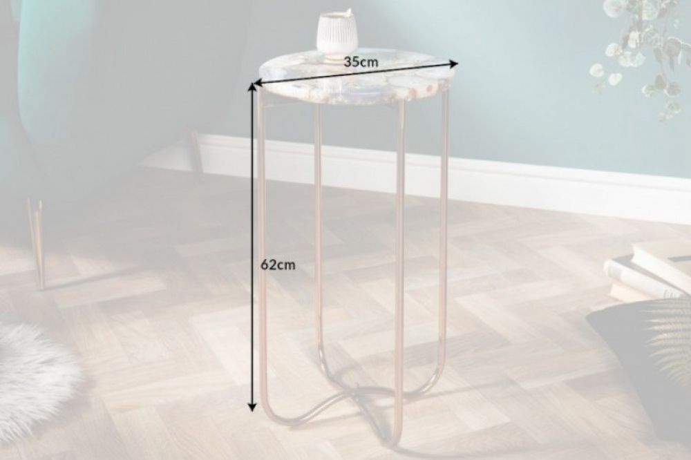Masuta de colt rotunda din Agata si Metal Multicolor/Auriu D35xH62cm Noble