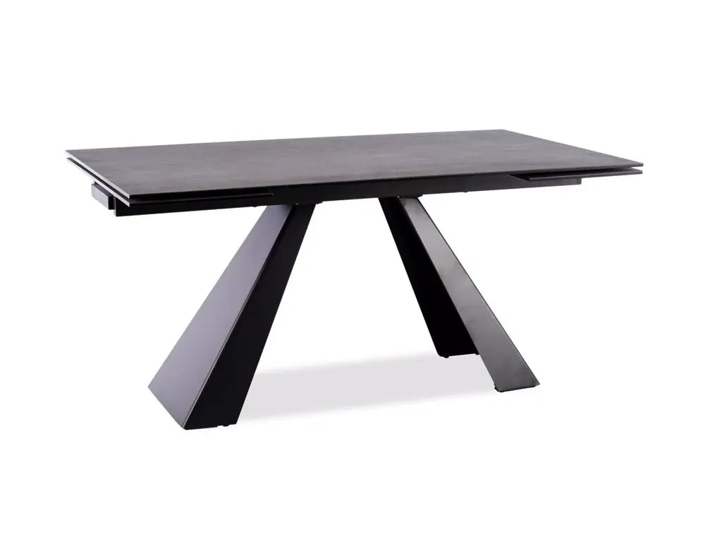 Masa extensibila din Sticla securizata+Ceramica Gri antracit si Metal Negru L160-240xH76cm Salvadore