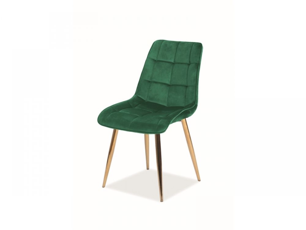 Scaun din Catifea si Metal Verde/Auriu H88xL50xA43cm Chic