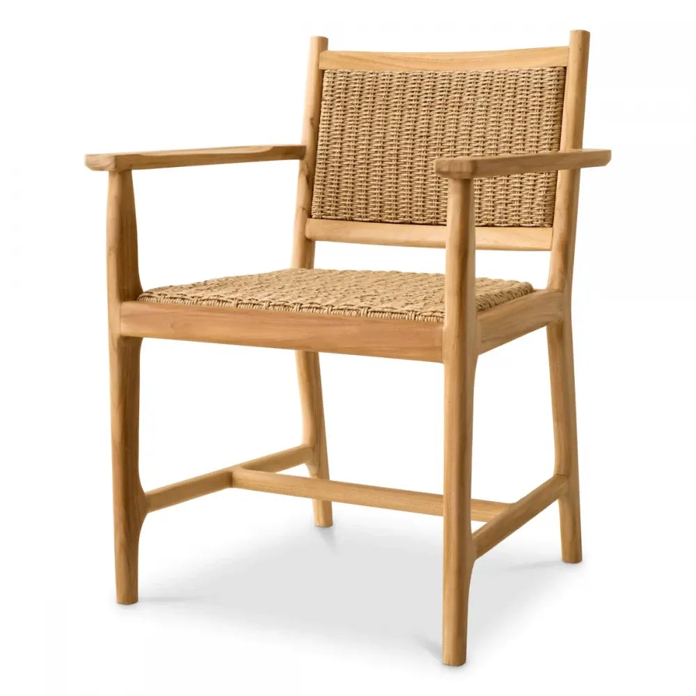 Scaun cu brate de exterior din Lemn de tec Maro si Polietilena Maro H84xL61xA54cm Pivetti Eichholtz