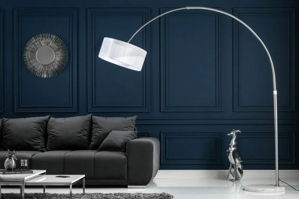 Lampa de podea din Marmura/Metal Alb si Textil Alb H225xL230cm Extenso