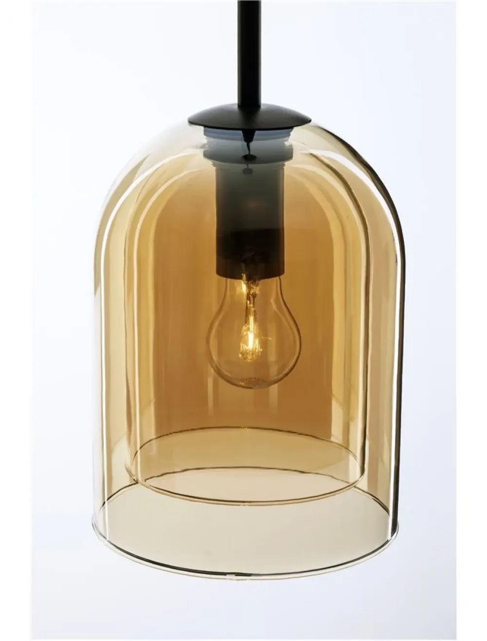 Pendul structura din Metal Negru si abajur din Sticla Auriu H240xL18cm IP20 VELOR