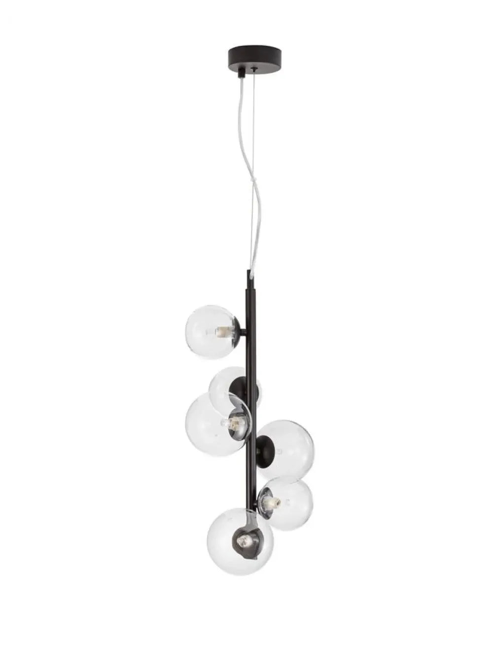 Lustra structura din Metal Negru si abajur din Sticla Transparent H120xL28cm IP20 ODILLIA