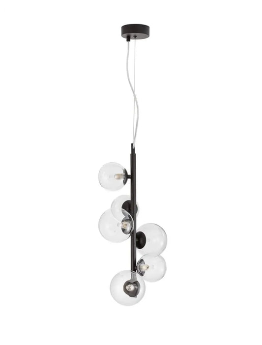 Lustra structura din Metal Negru si abajur din Sticla Transparent H120xL28cm IP20 ODILLIA