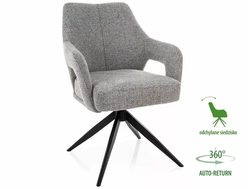 Scaun rotativ din Stofa Gri si Metal Negru H86xL59xA65cm Olsen