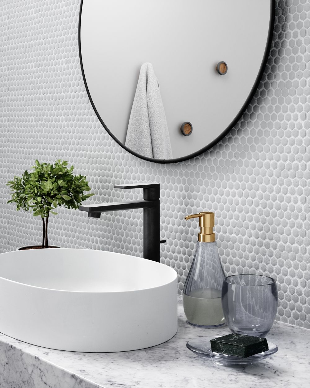 Suport periute de dinti din Acrilic Albastru Droplet D9xH10cm