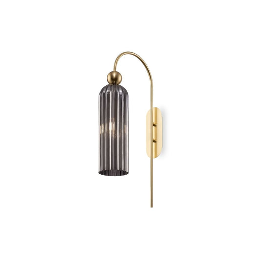 Aplica de perete Metal si Sticla Auriu/Gri D10xH54cm Antic