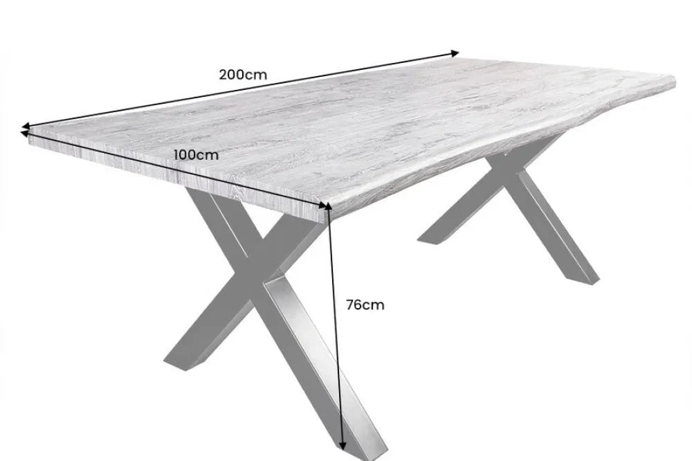 Masa din Derivat din lemn Gri si Metal Negru L200xH76cm Wild