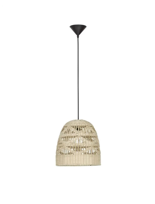 Pendul structura din Metal Negru si abajur din Ratan Bej H185xL30cm IP20 MARLO
