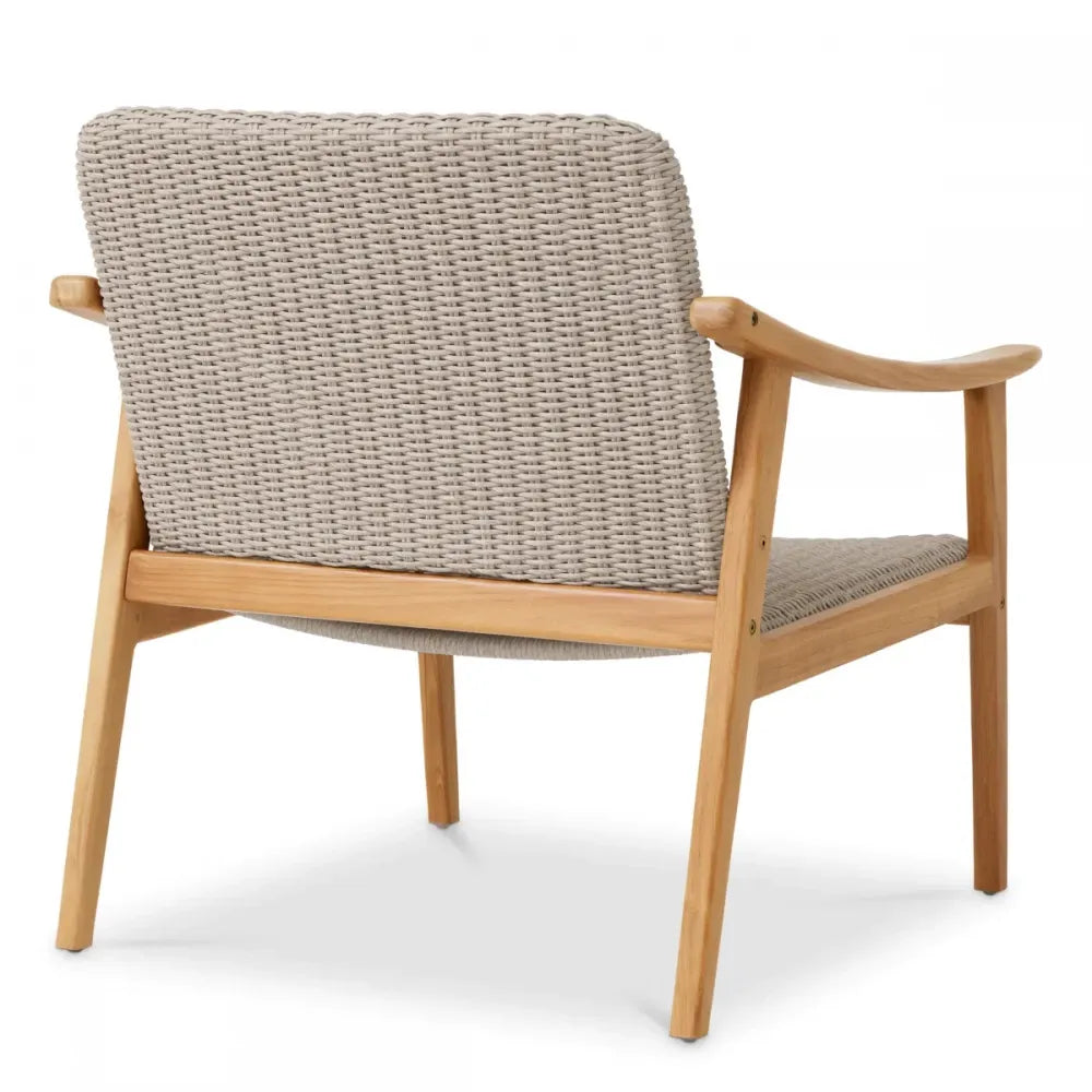 Fotoliu de exterior din Lemn de tec Maro si Polietilena Maro taupe H78xL72xA73cm Honolulu Eichholtz