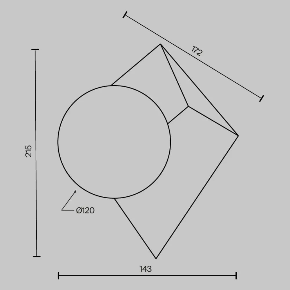 Aplica de perete din Metal Gri si Sticla Alb H21.5xL14.3cm Cubeo