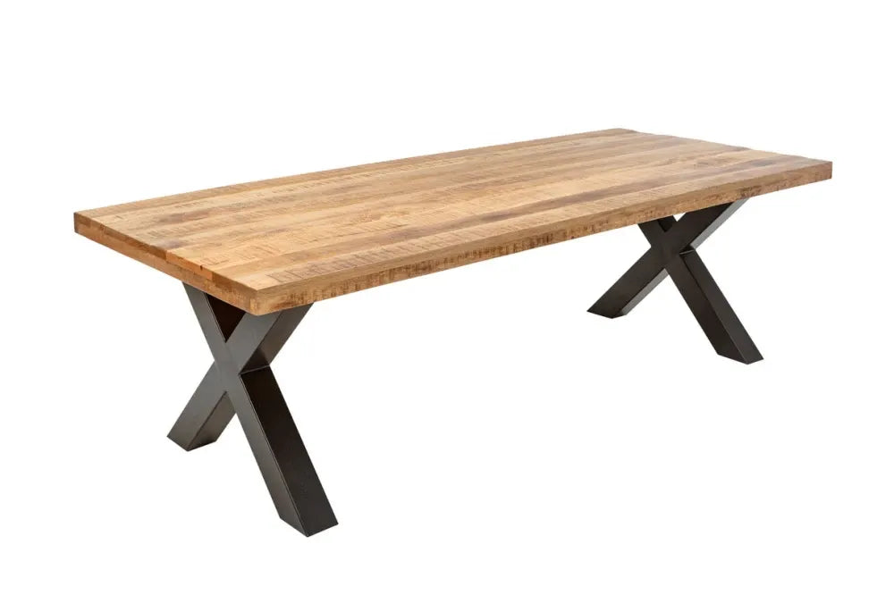 Masa din Lemn de mango Maro si Metal Negru L240xH77cm Iron craft