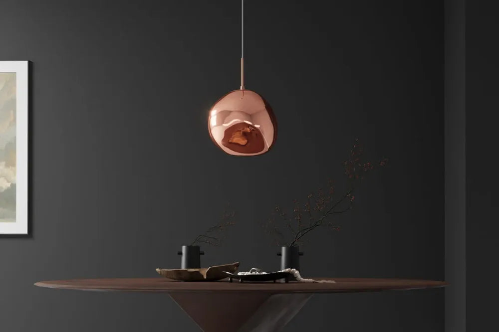 Pendul din Metal Cupru si Sticla Cupru D35xH150cm LIQUID DIAMOND