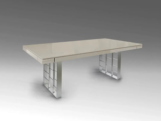 Masa din Metal Argintiu si MDF Gri cenusiu L200xH77cm Vita
