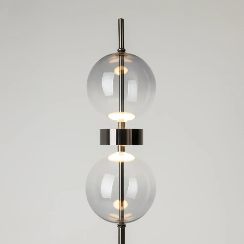 Lampa de podea din Metal Negru si Sticla Fumuriu H146xD16cm Double Moon