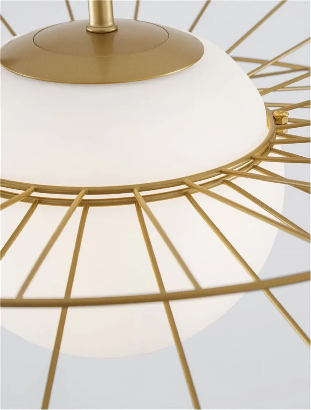 Pendul structura din Metal Auriu si abajur din Sticla Alb H150xL45cm IP20 ELLERY