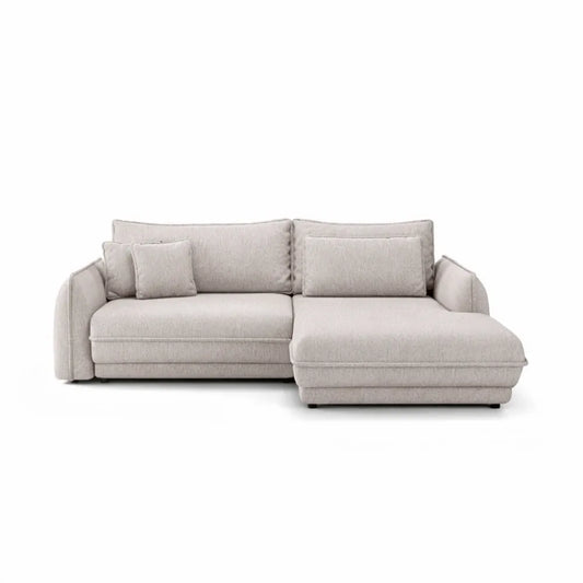 Coltar extensibil din catifea bej Ella I L267x181cm
