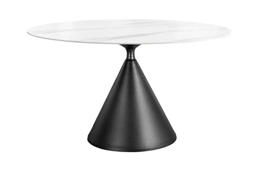 Masa din Ceramica Alb si Metal Negru D135xH76cm SIGNATURE