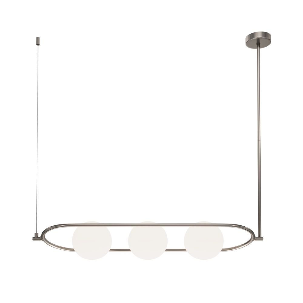 Lustra din Aluminiu si Sticla Argintiu/Alb cu 3 becuri E14 40W L89xH137cm Erich
