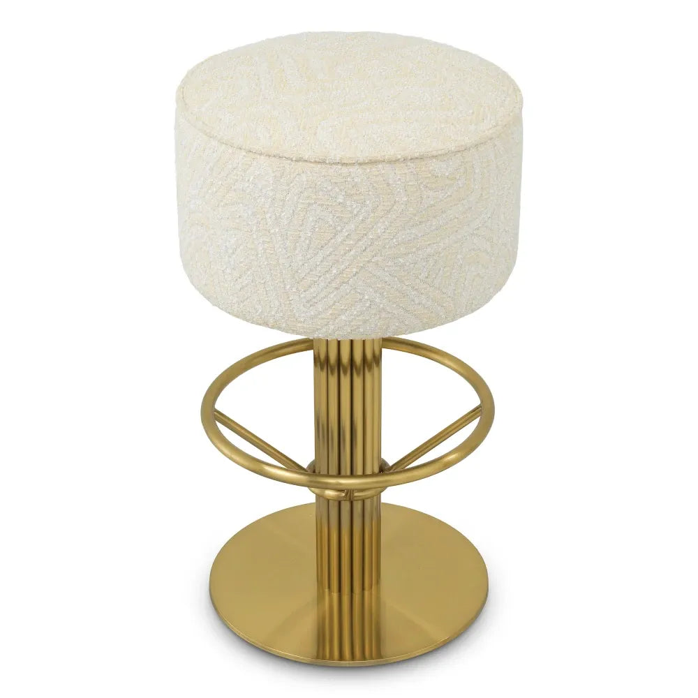 Scaun de bar rotativ tapitat cu Stofa Crem D45.5xH78cm Carleton Eichholtz