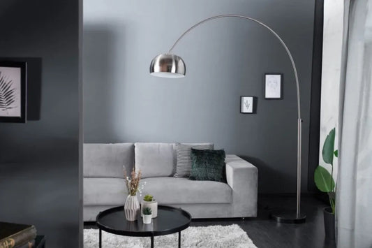 Lampa de podea din Marmura/Metal Negru si Metal Crom periat H170-210xL150-160cm Big Bow