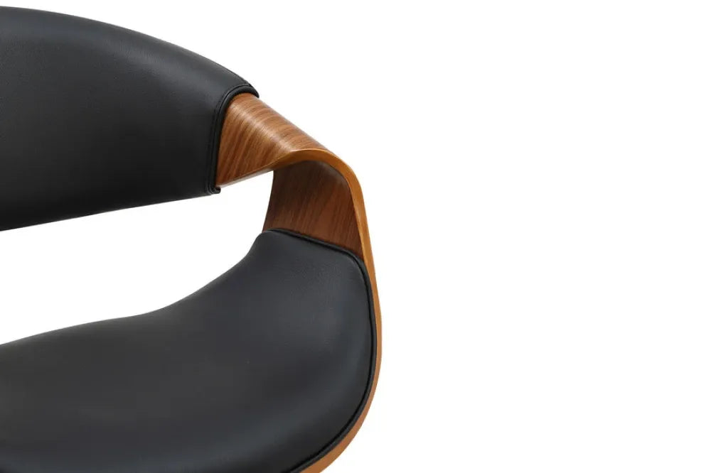 Scaun tapitat cu Piele artificiala Negru si picioare din MDF Maro H79xL56xA60cm ORGANIC