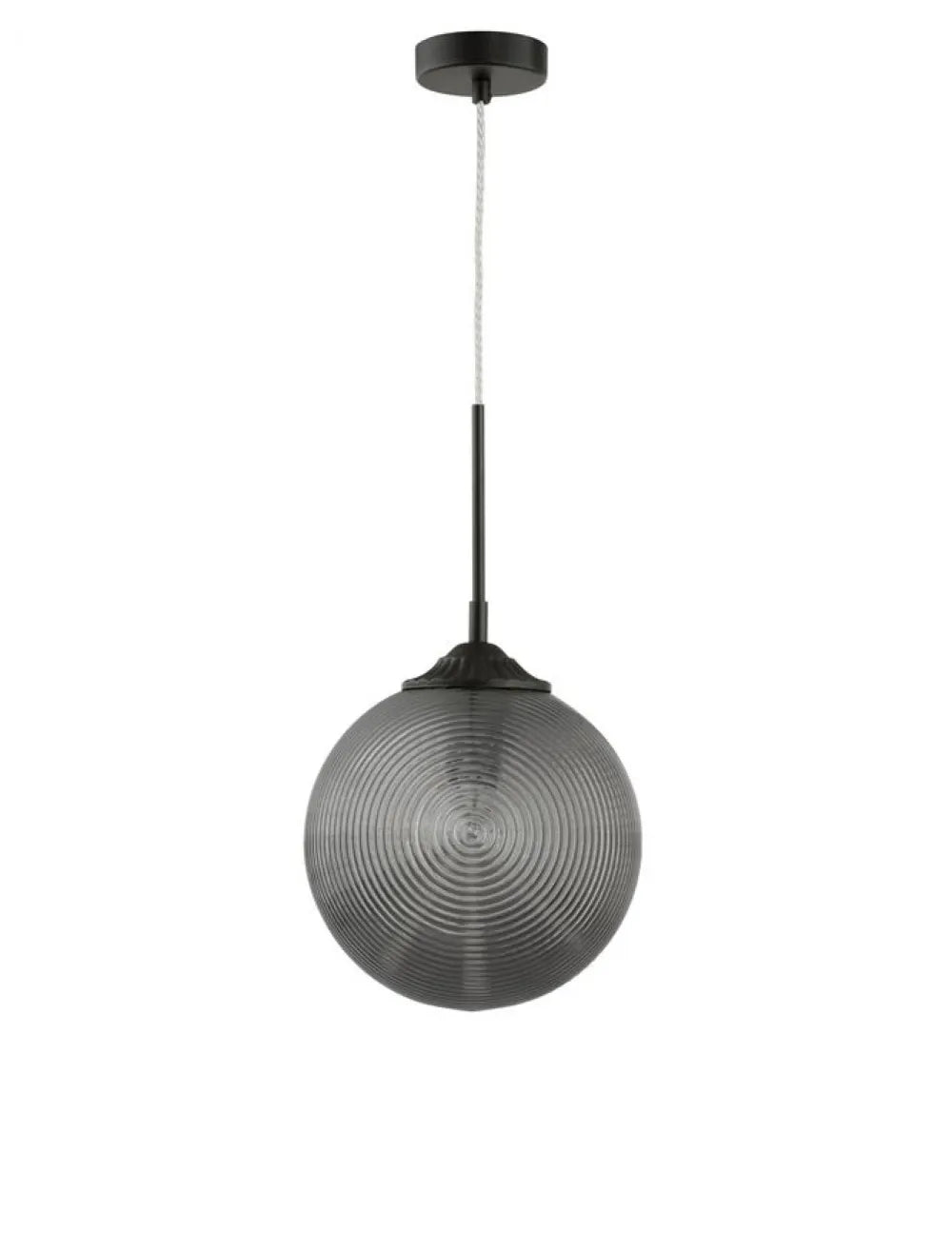 Pendul structura din Metal Negru si abajur din Sticla Fumuriu H120xL25cm IP20 ATHENA