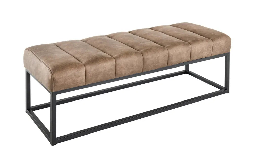 Bancheta din Metal Negru si Microfibra Maro taupe H40xL108cm Petit beaute